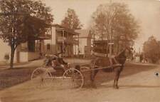 HINESBURG, VT, MAN IN HORSE DRAWN CARRIAGE, STREET, HULL REAL PHOTO PC used 1910 picture