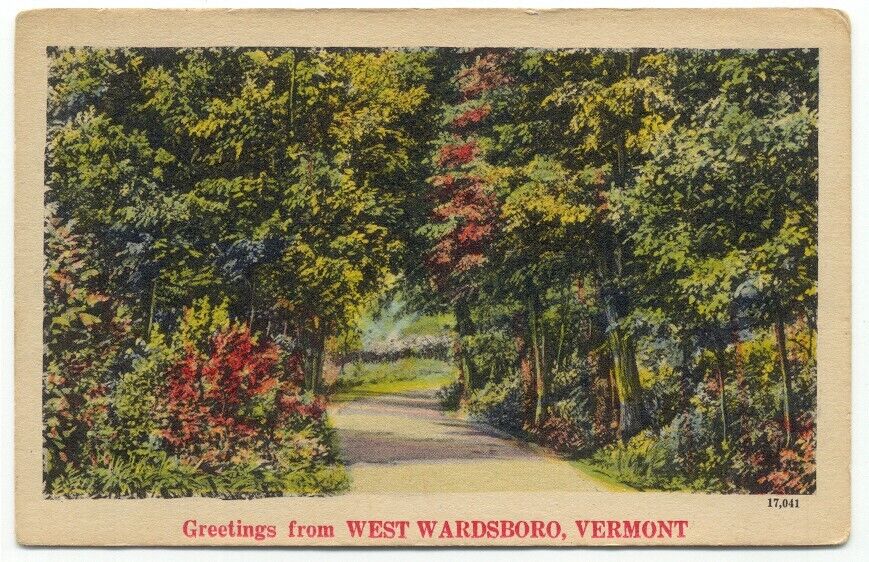 Greetings From West Wardsboro VT Linen Postcard Vermont