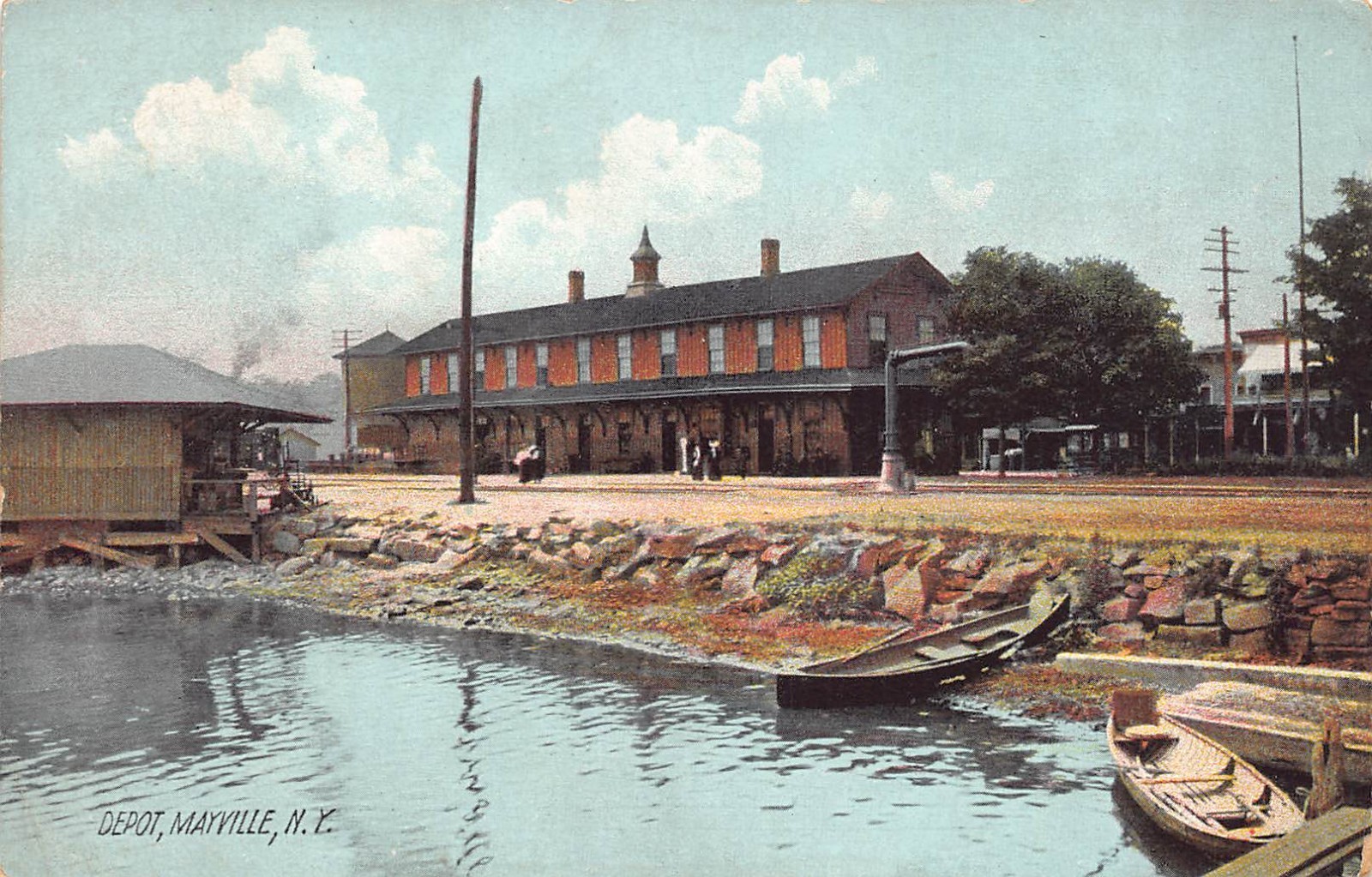Train Depot Mayville Chautauqua Lake NY Postcard 1916 Train Depot Mayville Chautauqua Lake NY Postcard 1916