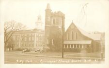 Dover New Hampshire~Episcopal Church~Old Tower, New Bldg~City Hall RPPC 1940s picture