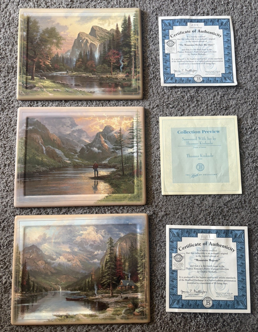 Thomas Kinkade 3 Vintage Collector Plate Bradford Exchange Authentic Collection Thomas Kinkade 3 Vintage Collector Plate Bradford Exchange Authentic Collection