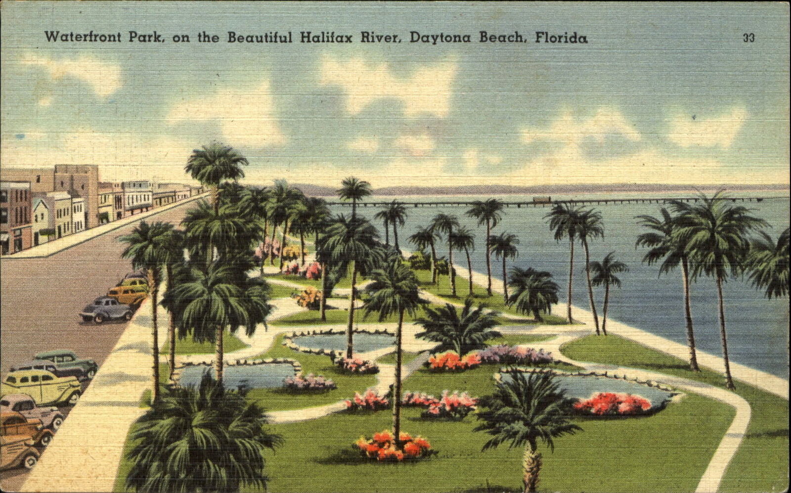 Waterfront Park ~ Halifax River ~ Daytona Beach FL ~1946 to LEE HOLTS Machias NY