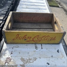 Vintage 1957 John Collins Soda Crate Wooden Brunswick Orange Wood Box Sign picture