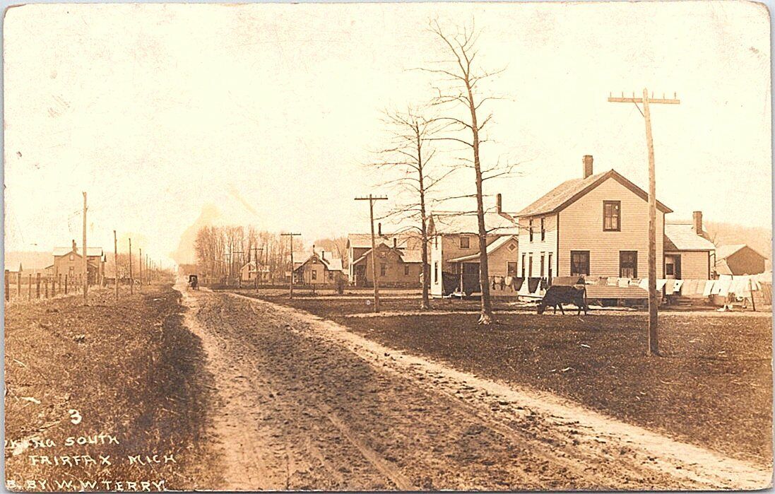 Fairfax Michigan RPPC Street Scene 1914