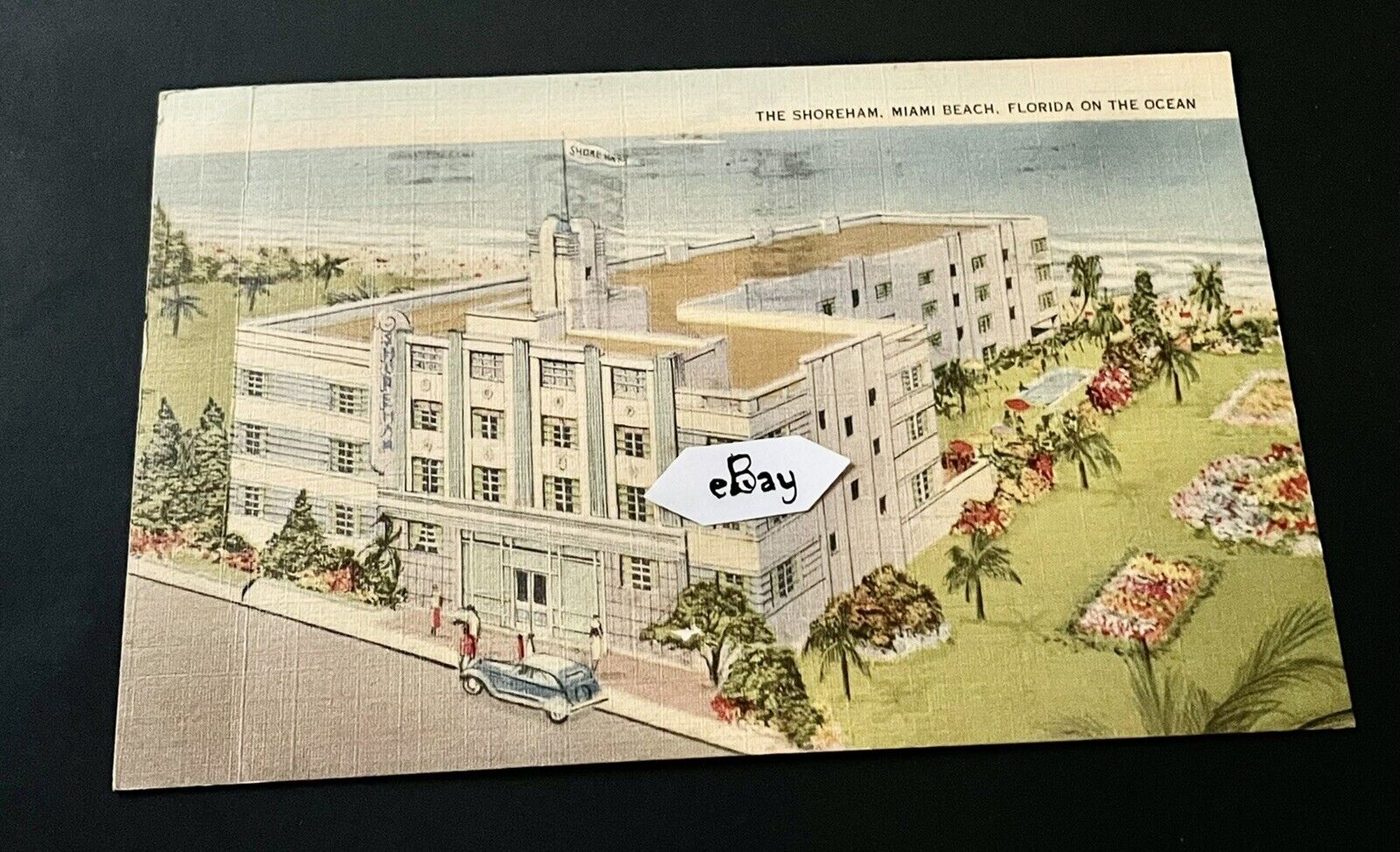 Vintage Miami, Florida Shoreham Hotel, 1930s Linen Postcard Posted In Tampa