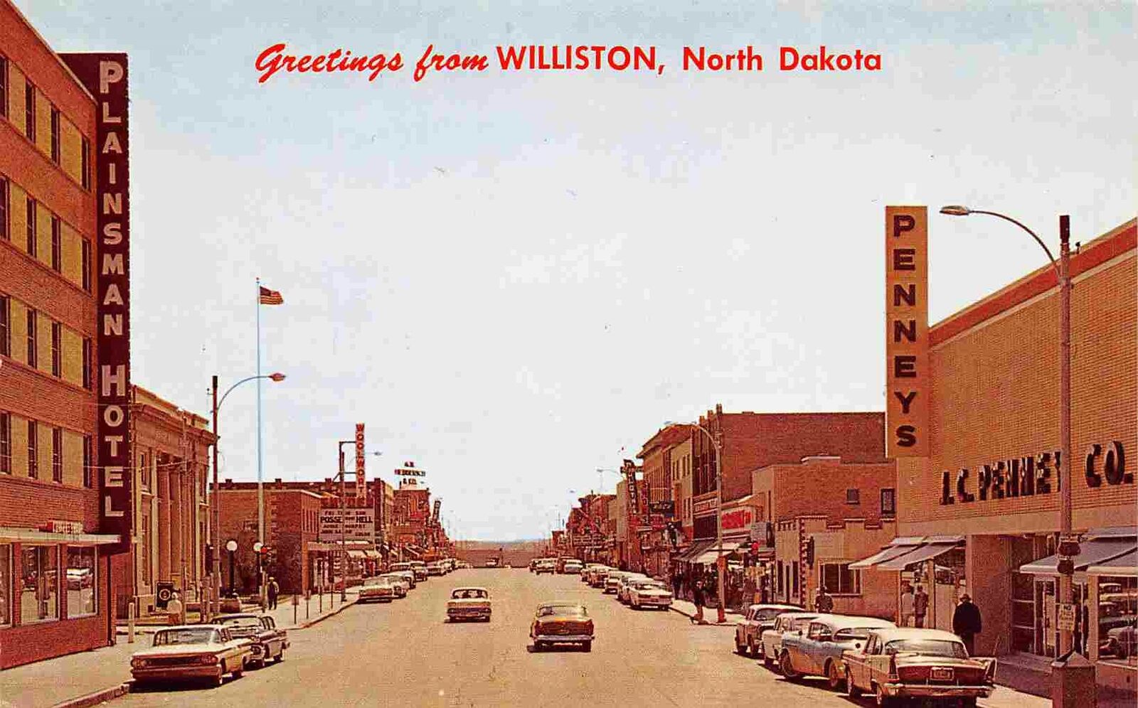 Main Street Penneys Department Store Williston North Dakota postcard