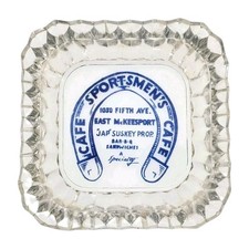 Vintage Glass Ashtray / Sportsmen's Cafe /