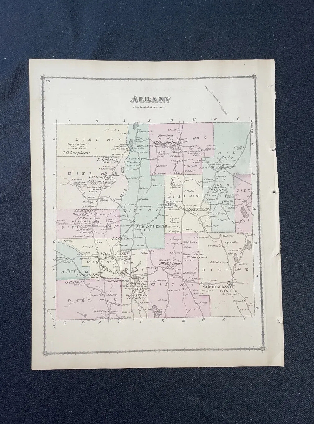 1878 Antique Map of Albany Vermont by FW Beers ORIGINAL Brownington VT 1878 Antique Map of Albany Vermont by FW Beers ORIGINAL Brownington VT