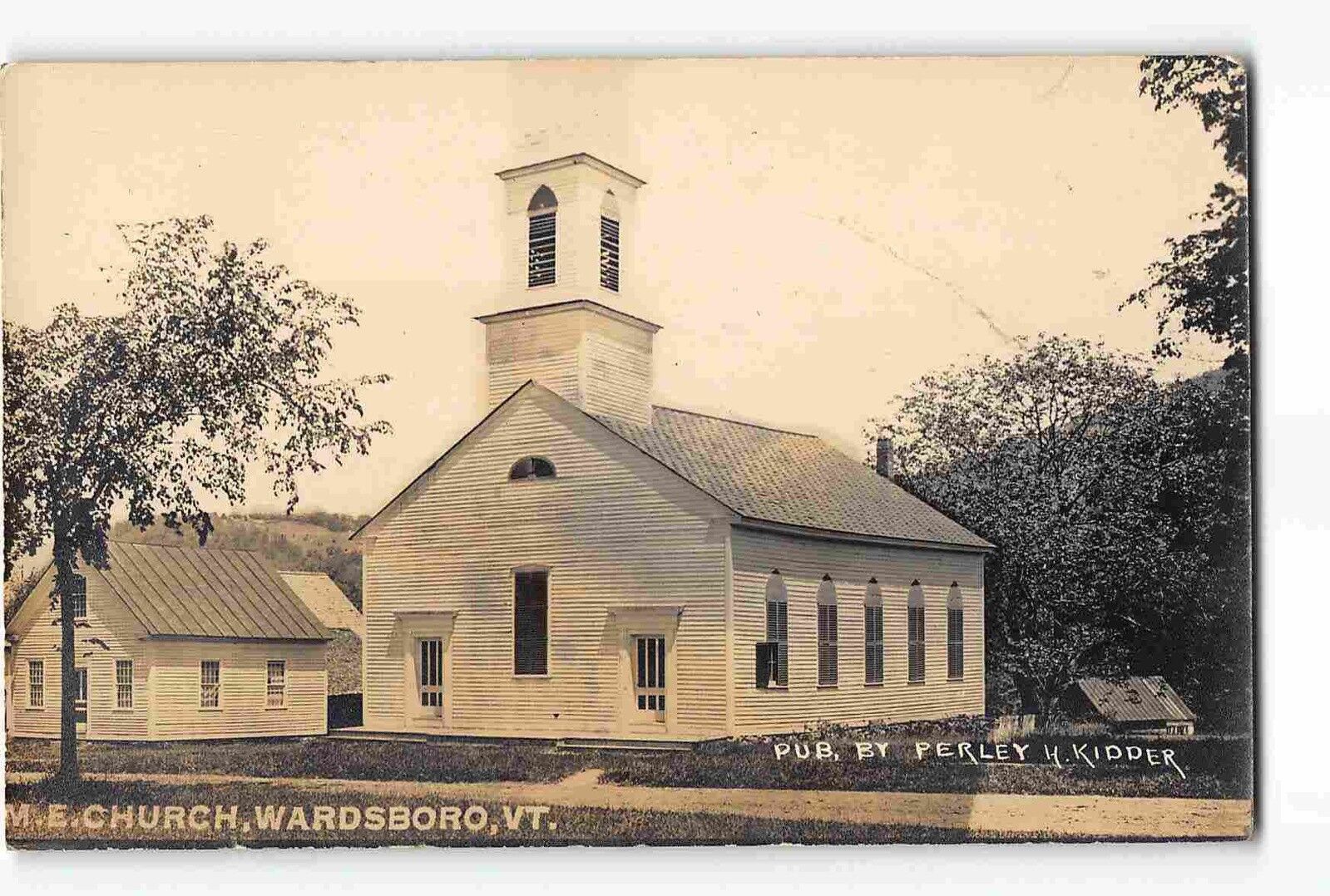 jwd08: M E CHURCH WARDSBORO VT, RPPC/postcard 1910 postmark