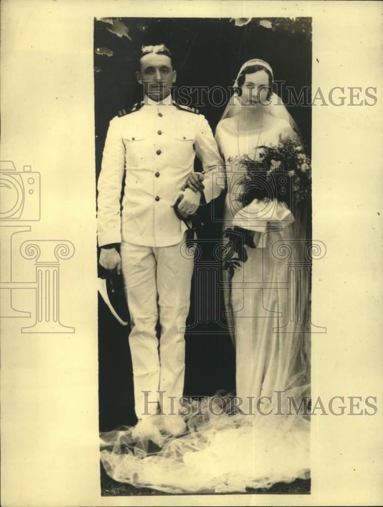 1932 Press Photo Lieutenant George C. Calnan & wife Lillian Collier, Swanton, VT