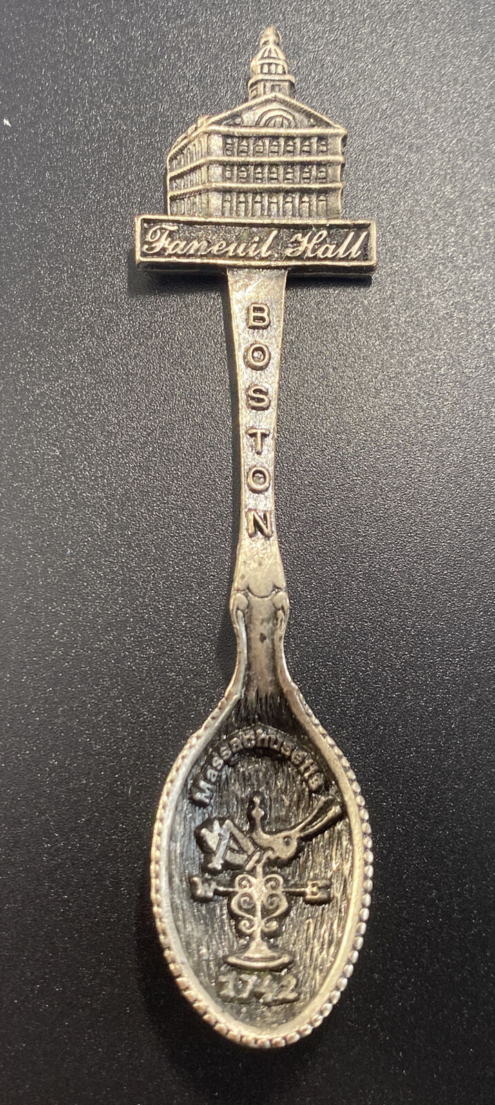 Gish Faneuil Hall Collectible Spoon Boston Massachusetts Signed Vtg Detail 3.5