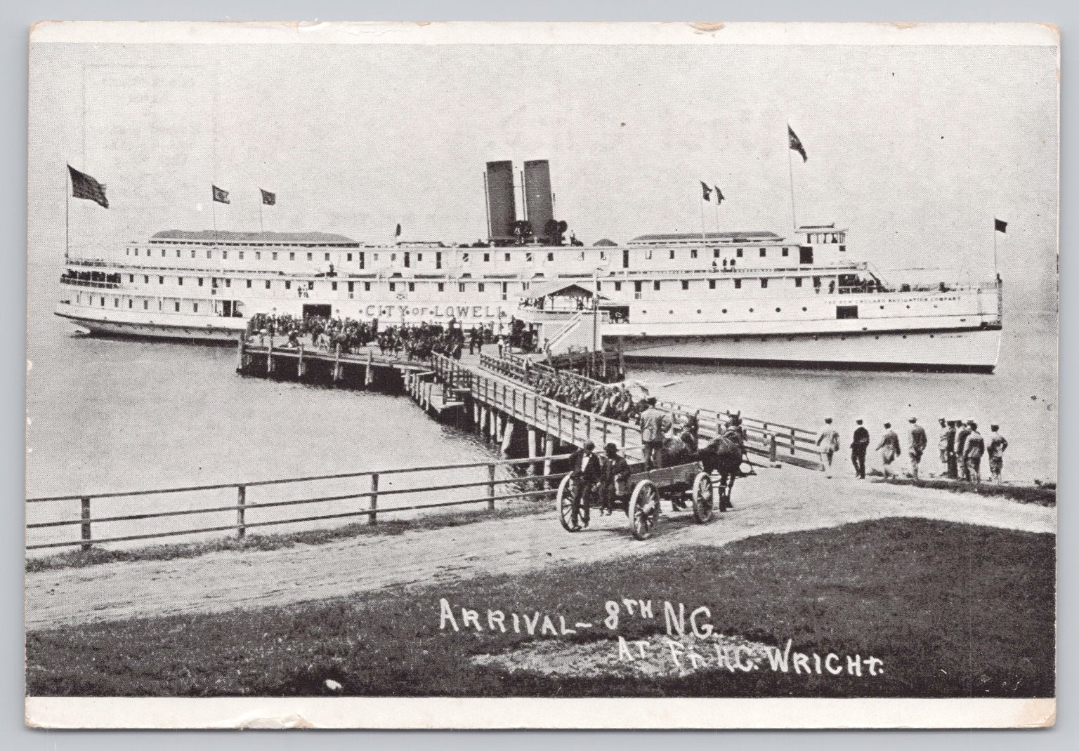 Steamboat C.H. NOR-LOWELL at Fort H.G. Wright Norwich Line Postcard