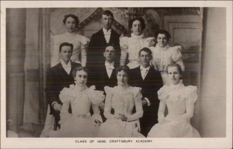 Craftsbury Academy VT Class of 1898 c1910 Real Photo Postcard