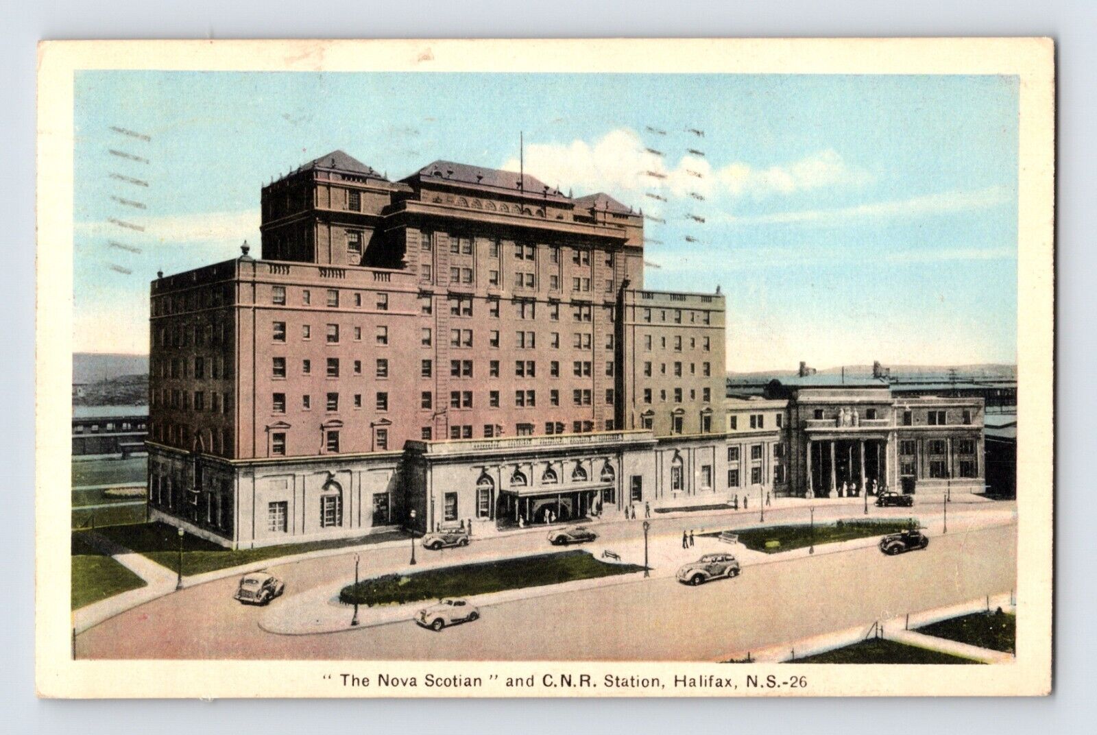 Postcard Nova Scotia Halifax Canada CNR Railroad Train Station Depot 1939 Posted
