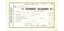 1892 Vermont Academy Bill Saxtons River School Document Education Accountancy picture