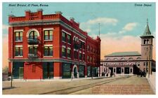 Bristol Hotel & Union Railroad Depot El Paso, TX, Texas 1911 Adv Postcard picture