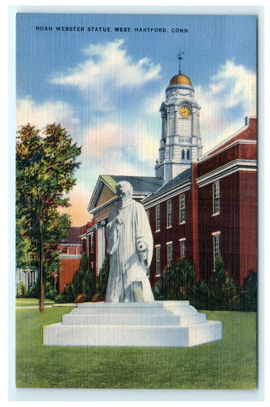 Noah Webster Statue West Hartford Hartford CT Connecticut Postcard View