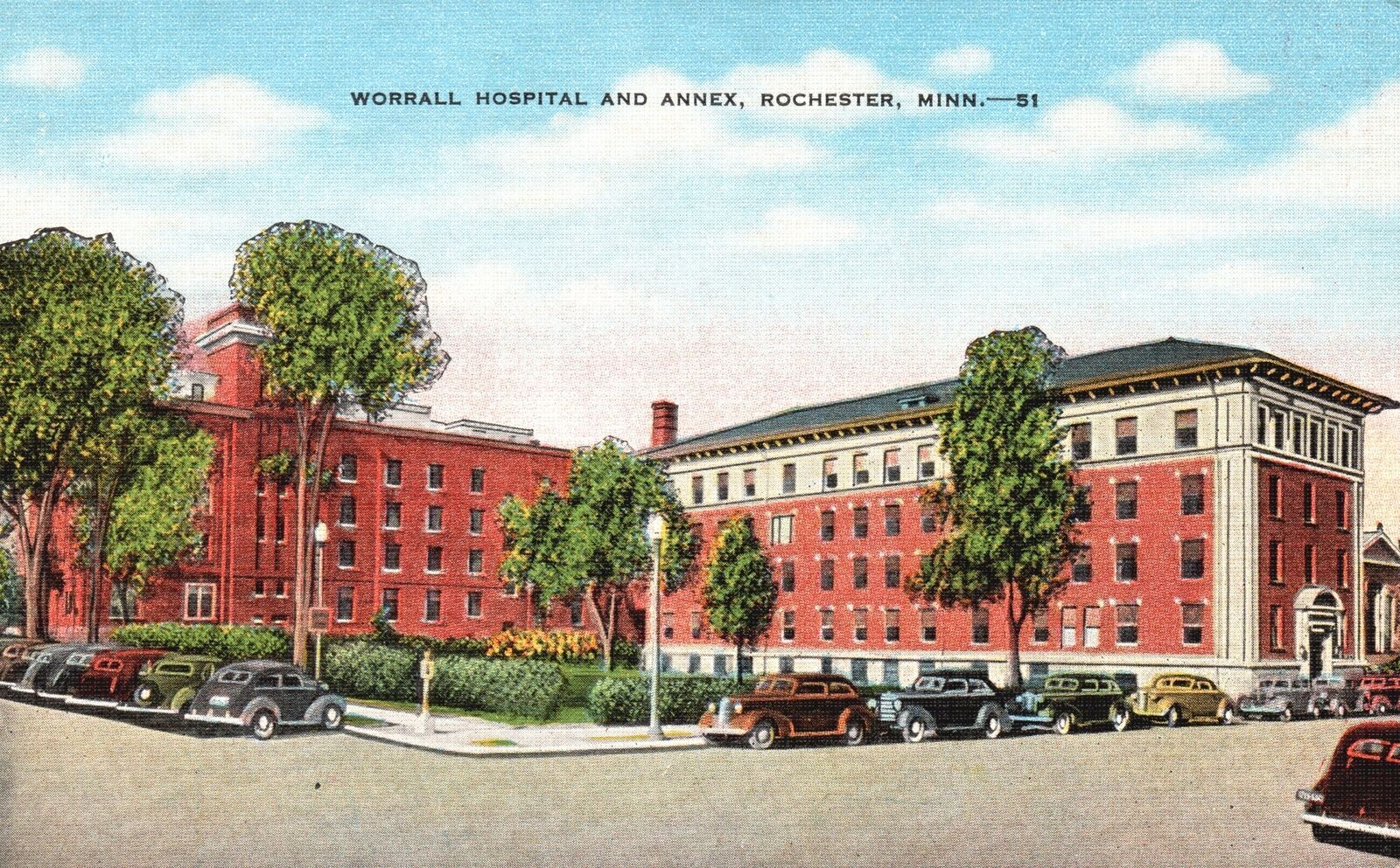 Vintage Postcard Worral Hospital & Annex Building Landmark Rochester Minnesota