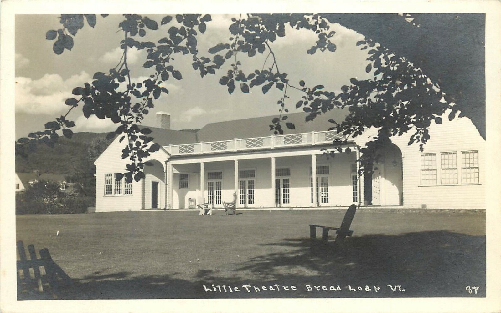RPPC Postcard; Little Theatre, Bread Loaf VT Ripton, Addison County posted 1942