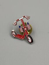 Red White Scooter USA American Flag Lapel Hat Pin 1” picture