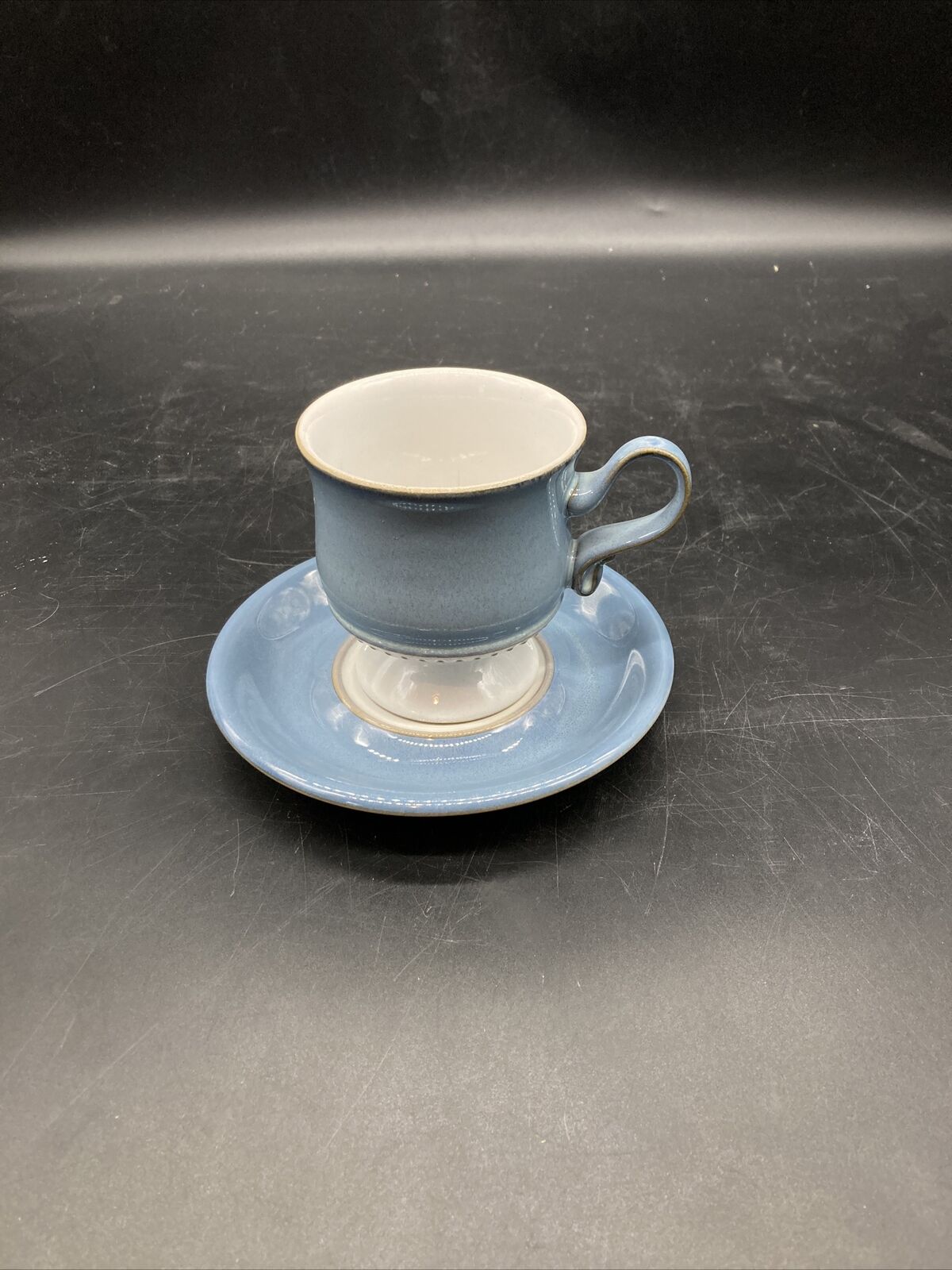 Danby Langley England footed teacup and saucer blue castile