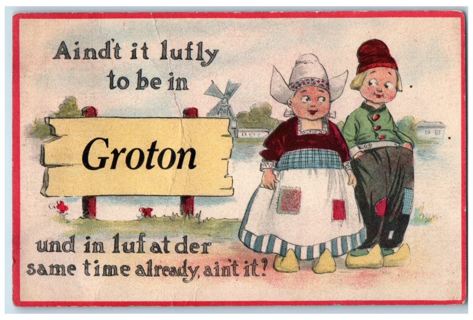 Groton South Dakota Postcard Aind't It Lufly To Be In Couple 1913 Vintage Posted