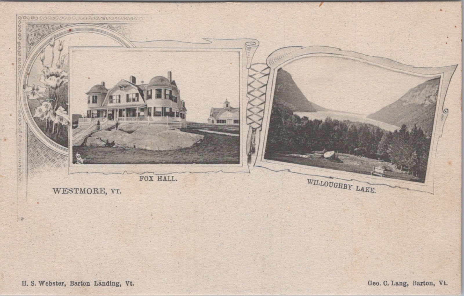 Fox Hall Willoughby Lake Westmore Vermont VT Inn Tuck Series 2188 1900s Postcard Fox Hall Willoughby Lake Westmore Vermont VT Inn Tuck Series 2188 1900s Postcard