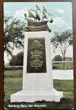 NEWBURY MA MASS~First Settlers Monument~Ship on Top picture