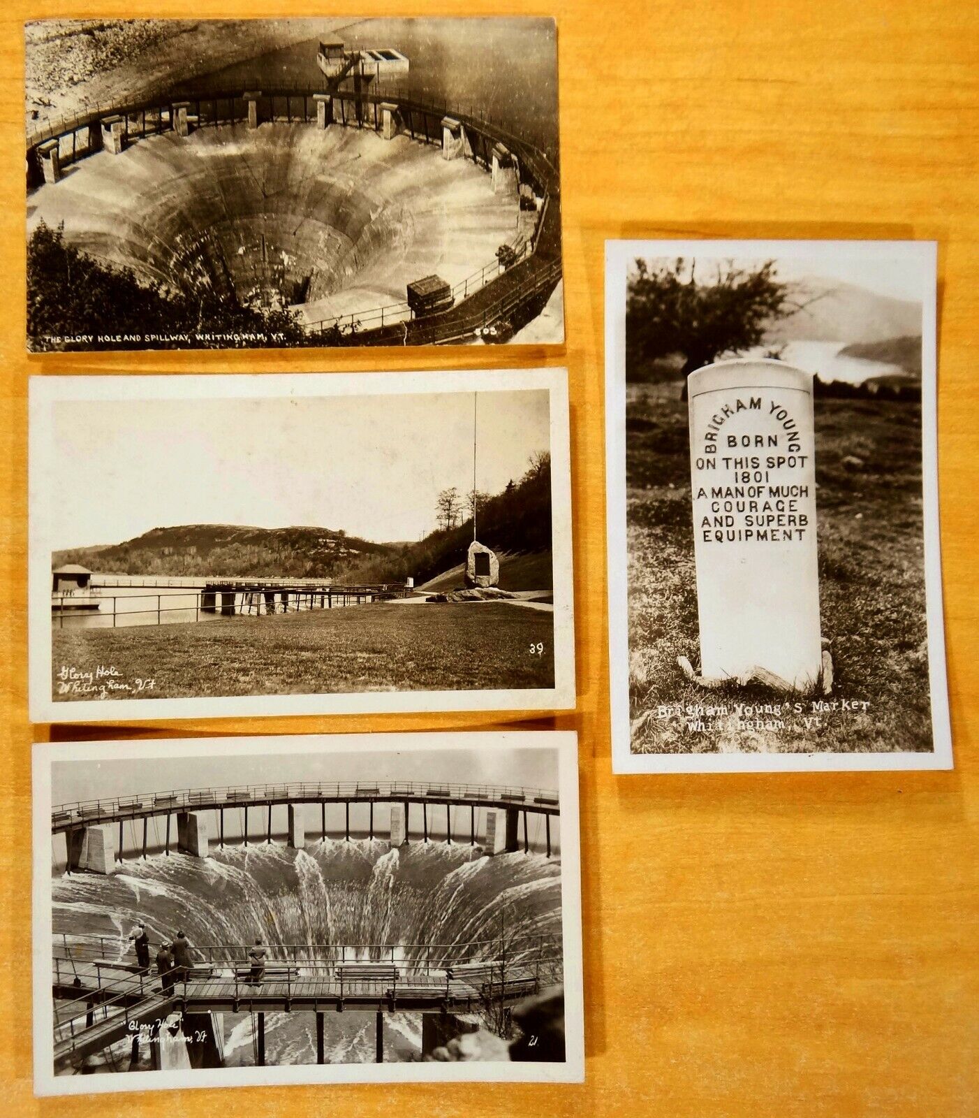 4 Photo Postcards WHITINGHAM VT Vermont rppc GLORY HOLE SPILLWAY BRIGHAM YOUNG