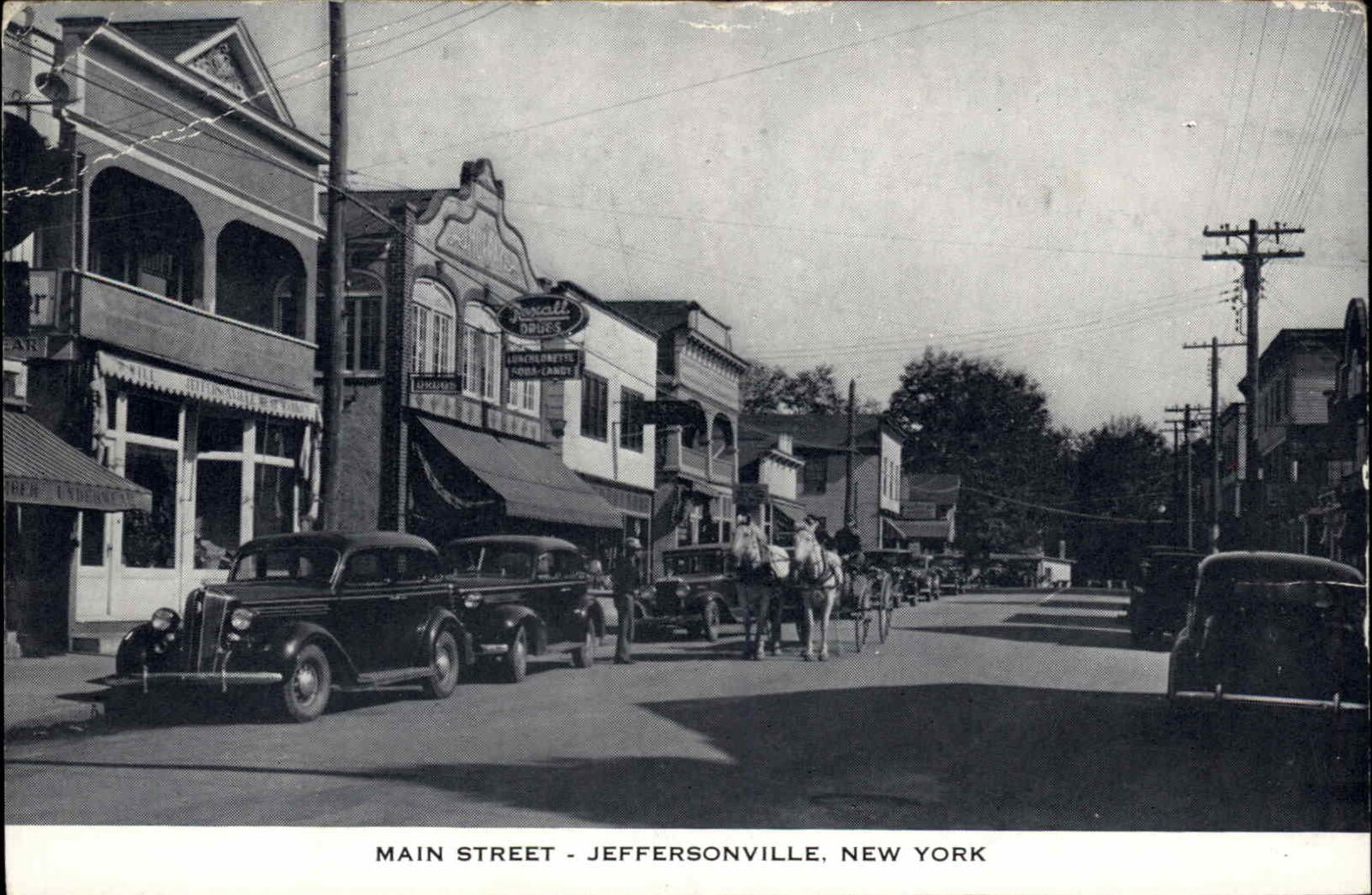 Jeffersonville New York NY Main St. Cars Postcard
