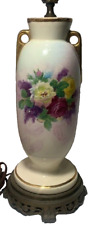 1940s Worrall Porcelain Lamp, BASE ONLY, Purple, Burgandy Roses, Floral READ picture