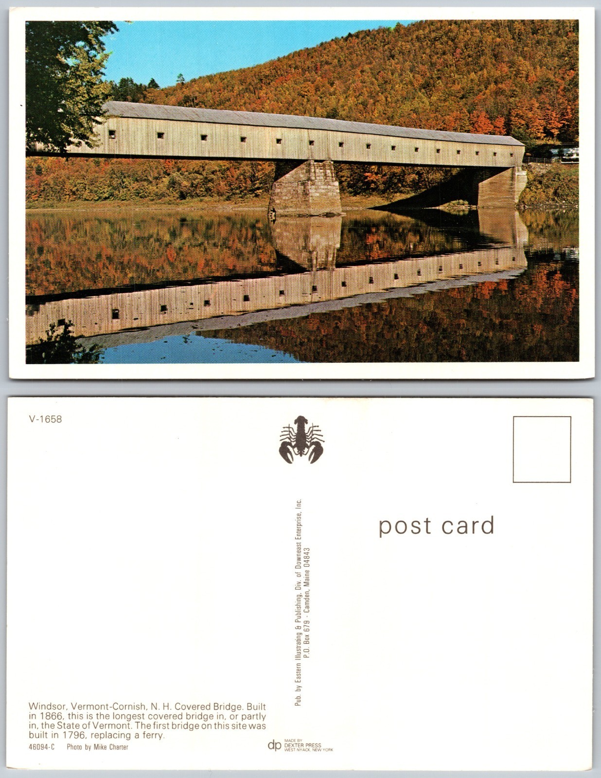 Windsor Cornish Covered Bridge Vermont Postcard