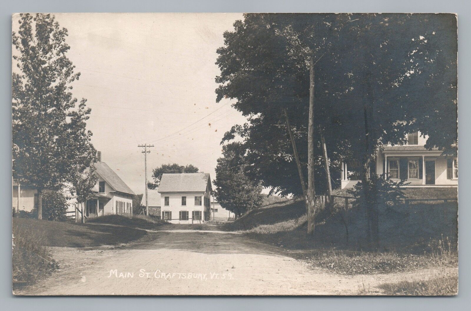 Craftsbury VT Main Street RPPC Orleans County—Antique Photo Eastern Illustrating