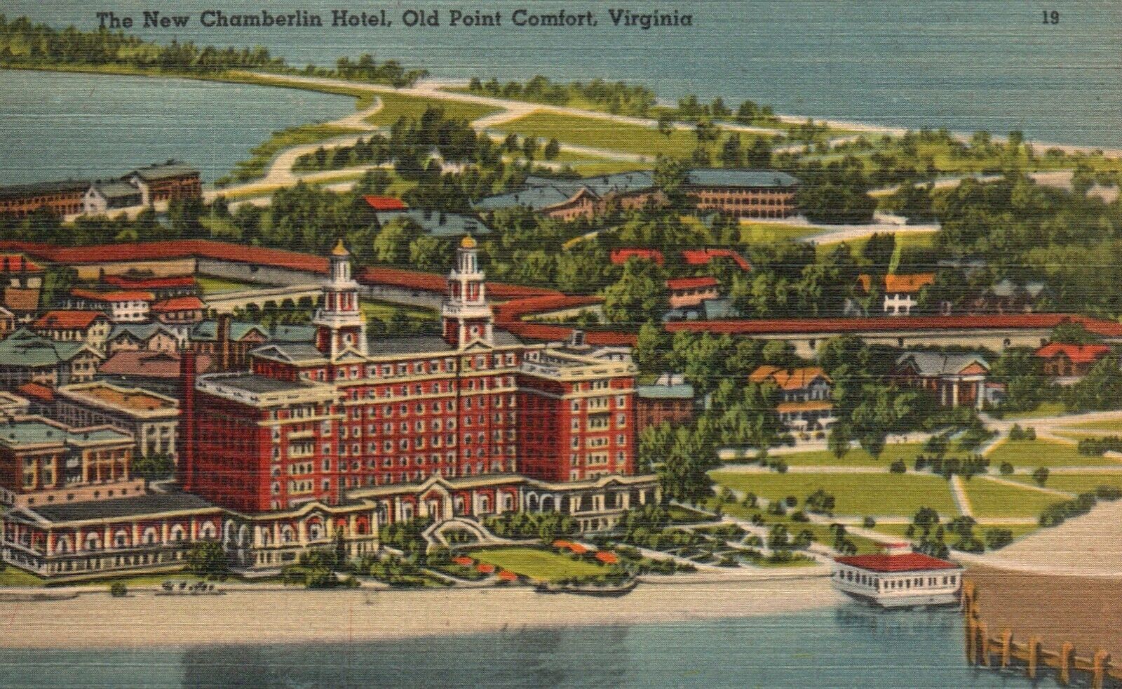 Postcard VA Old Point Comfort New Chamberlin Hotel Linen Vintage PC f4210