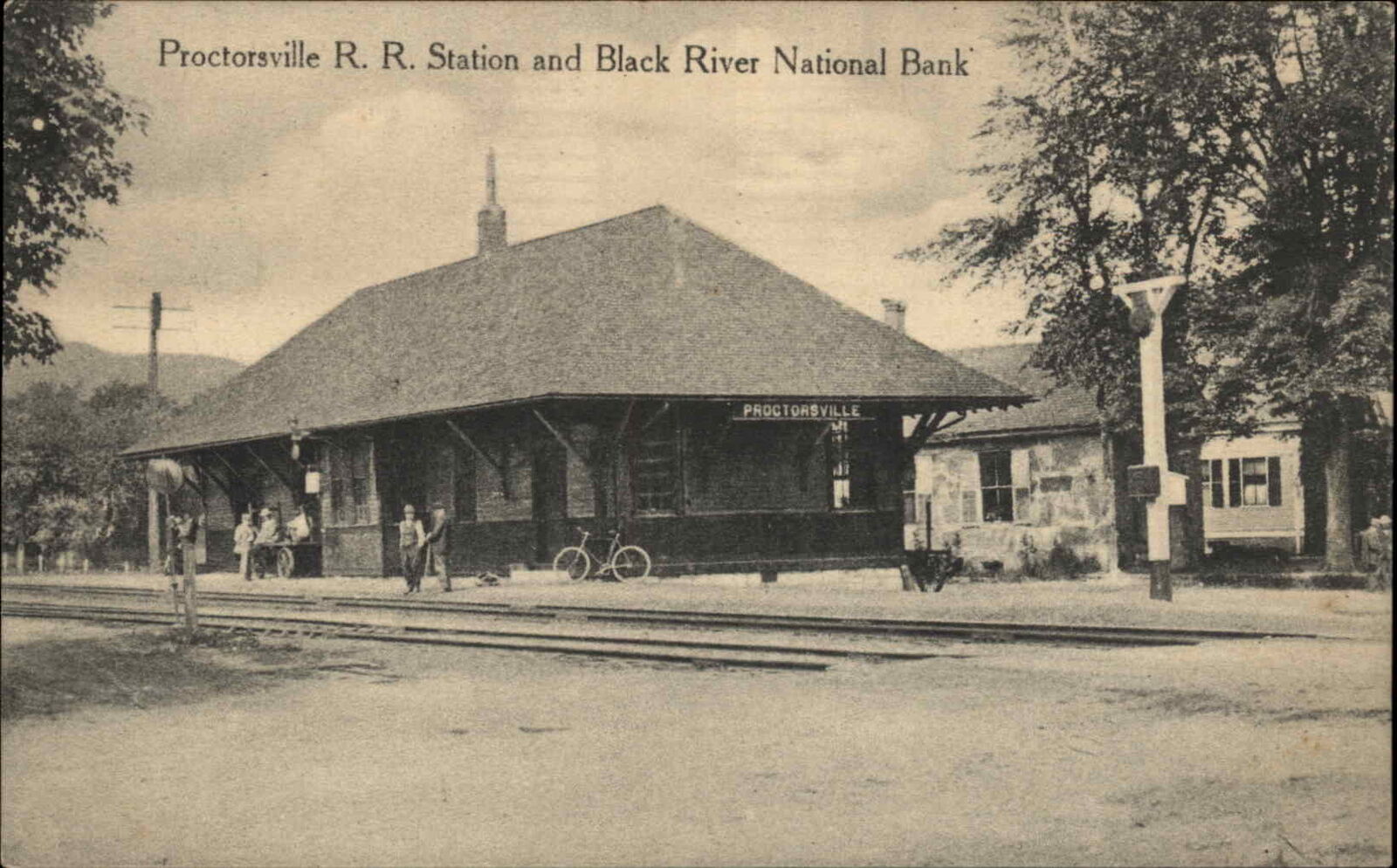 Proctorsville Vermont VT RR Train Station Depot c1910 Postcard