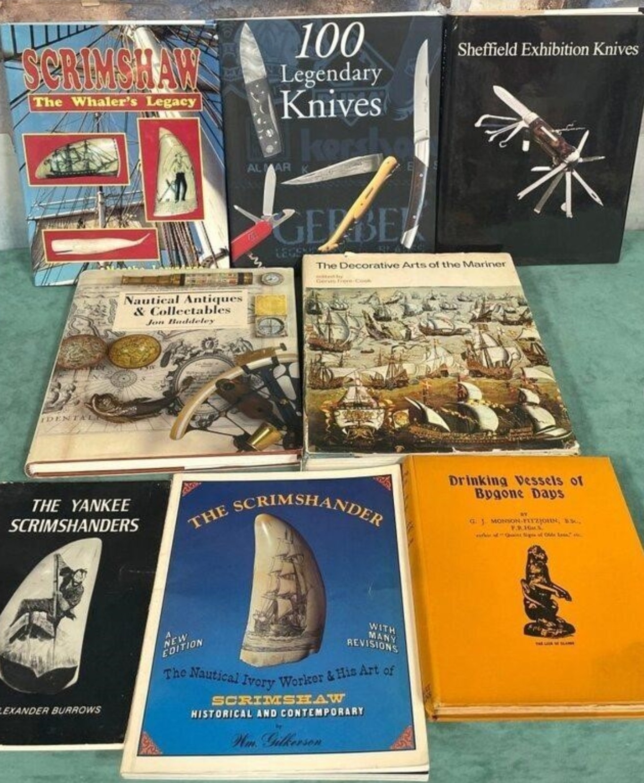 Sheffield Exhibition Knives + Scrimshaw Nautical Book Lot of 8 Whaler's Legacy Sheffield Exhibition Knives + Scrimshaw Nautical Book Lot of 8 Whaler's Legacy