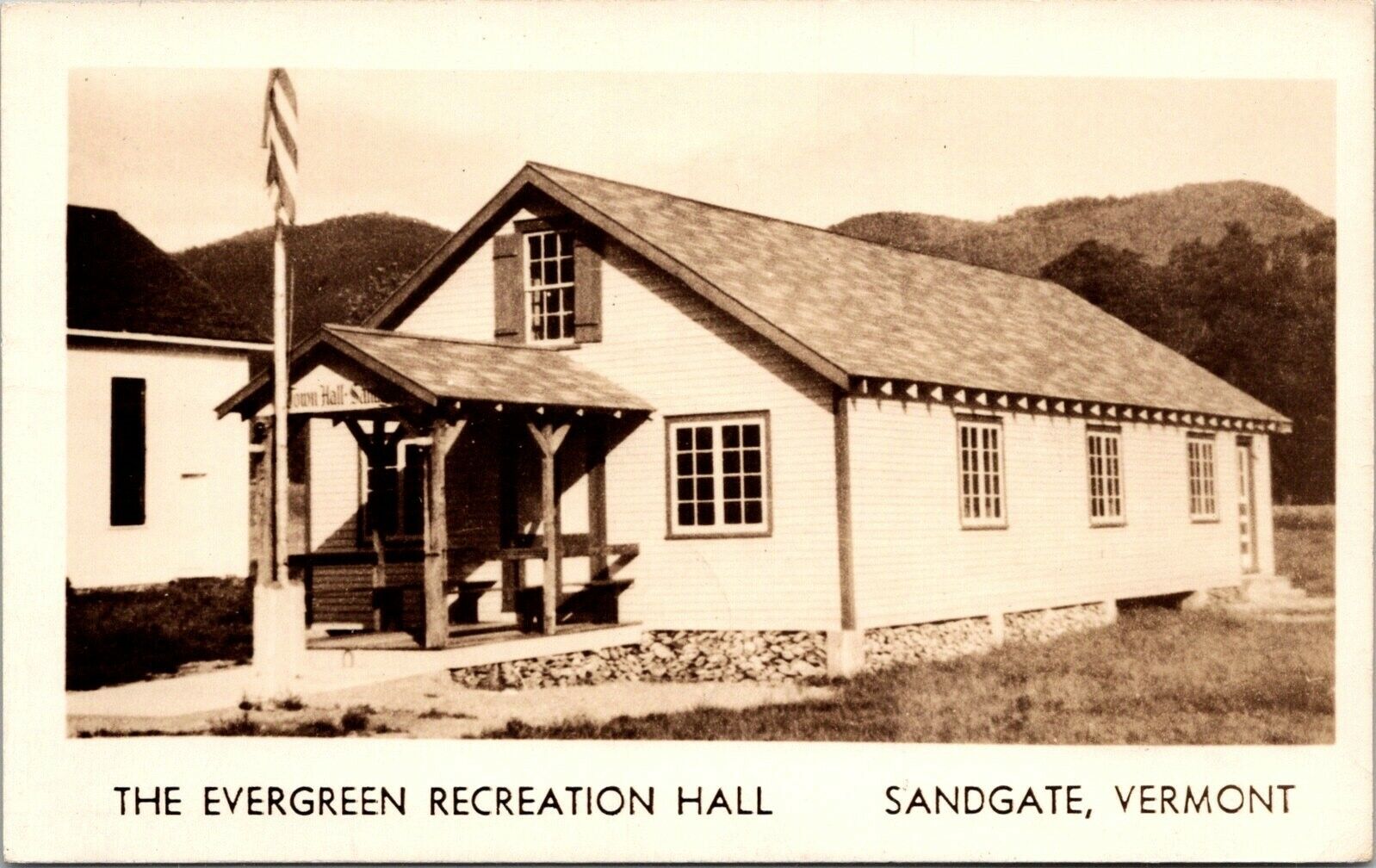 The Evergreen Recreation Hall Sandgate Vermont Postcard