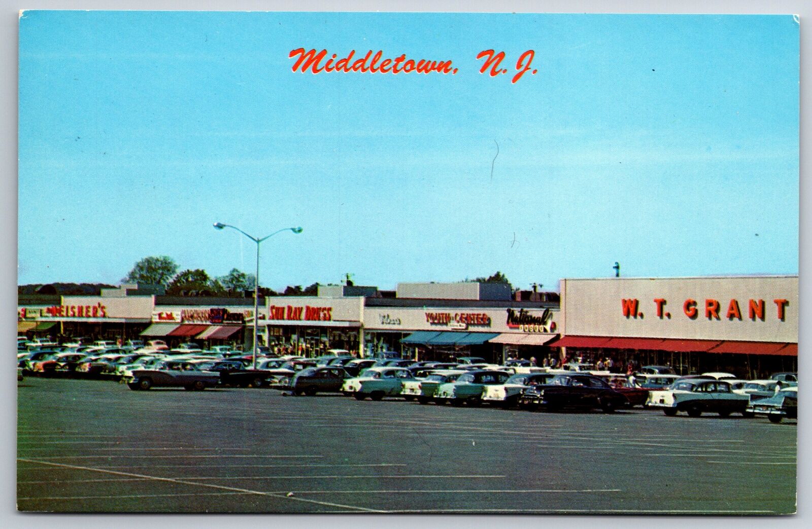 Middletown New Jersey~Shopping Center~WT Grant~Neisner's 5&10c Store~1950s Cars
