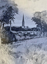 England Salisbury Cathedral illustrated picture