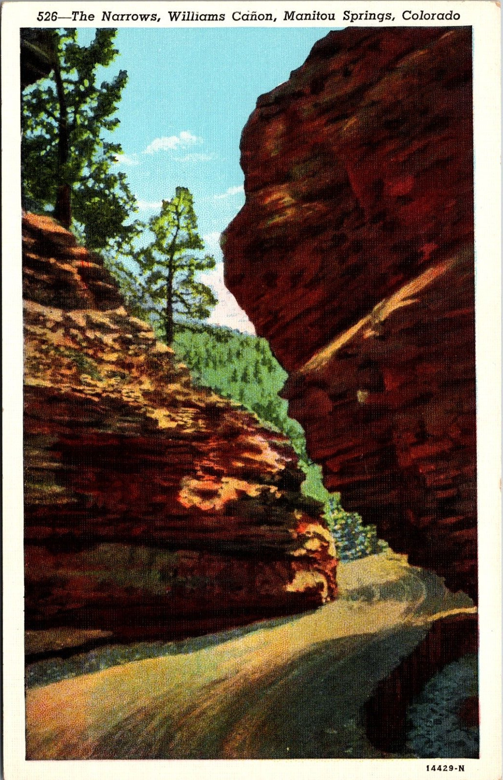 The Narrows William Canon Manitou Springs Colorado 1946 Sanborn Linen Postcard