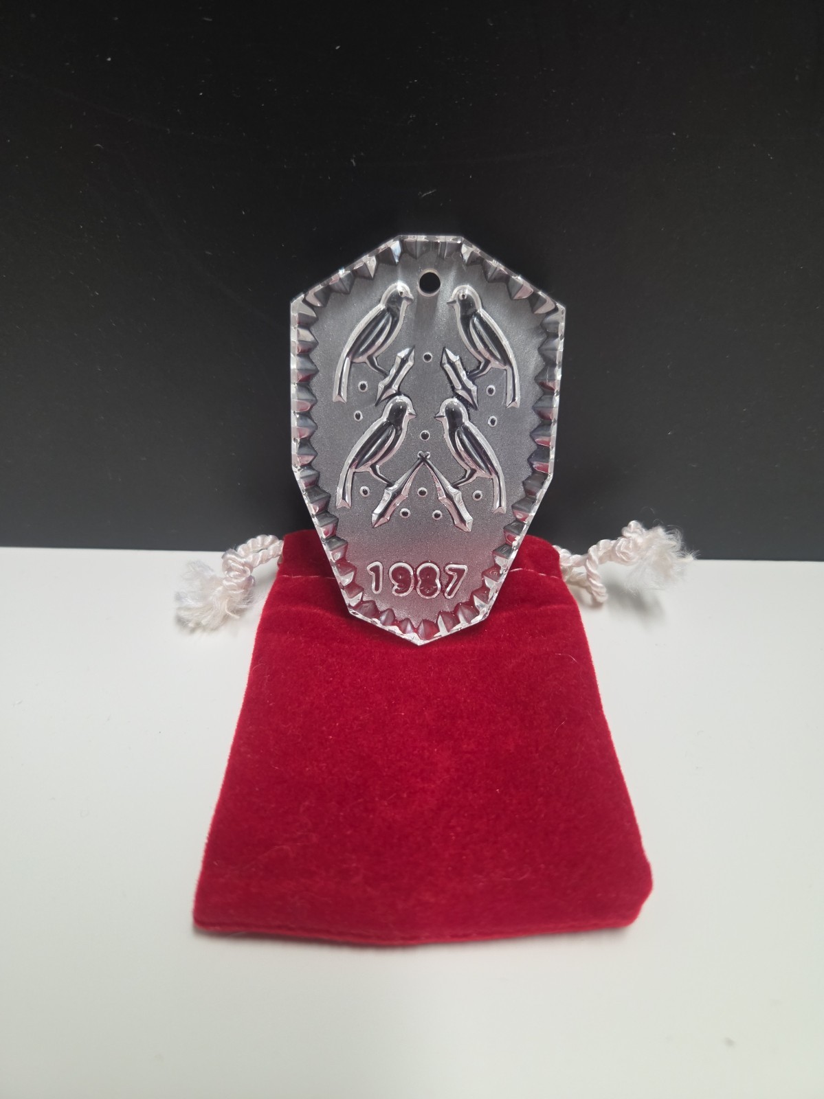 Waterford Crystal 1987 Ornament 12 Days of Christmas 4 CALLING BIRDS Bag only