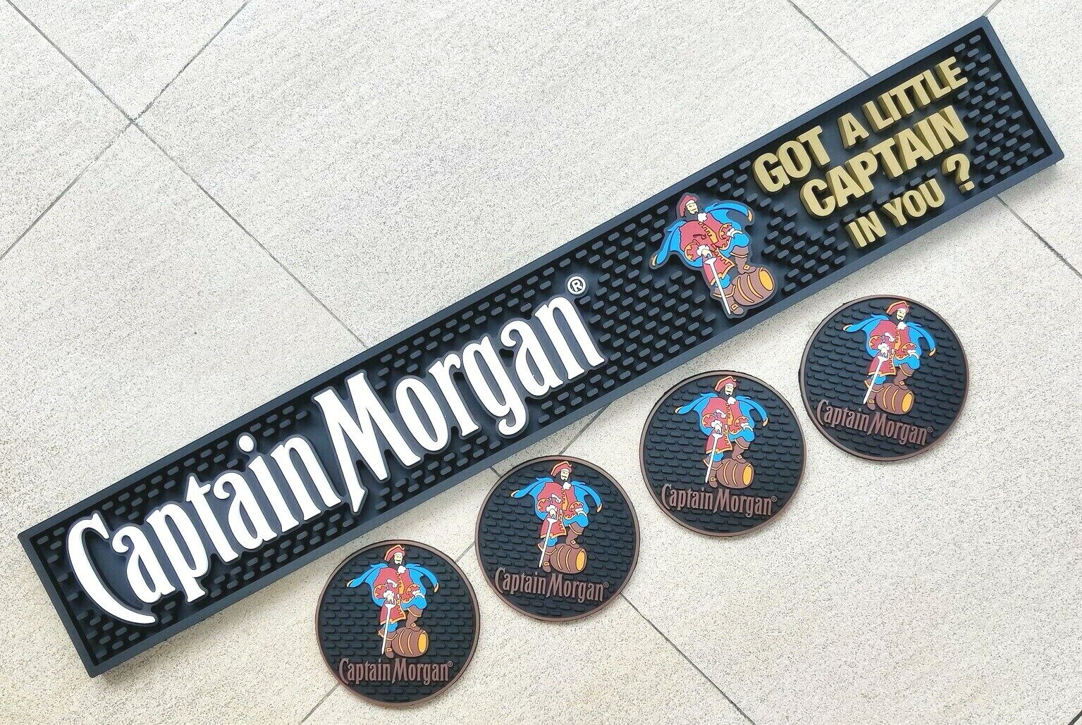 Captain Morgan GOT A LITTLE CAPTAIN bar mat spill mat bar runner & 4pcs coasters