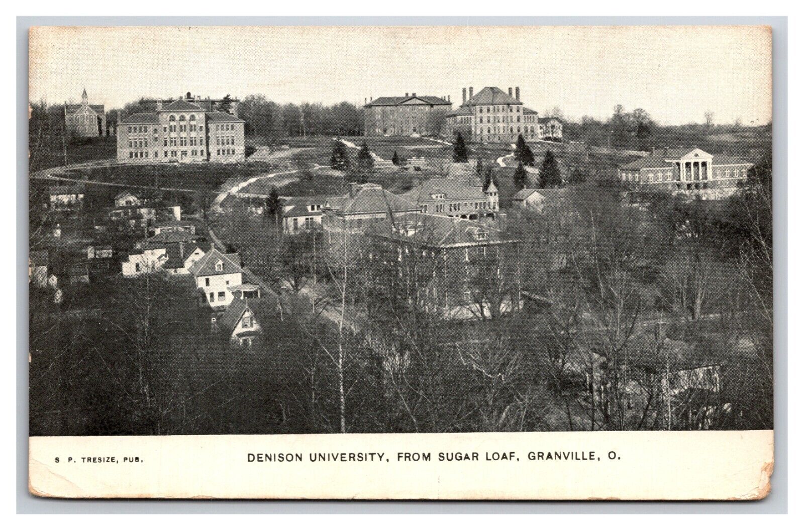 Denison University From Sugar Loaf Granville Ohio OH DB Postcard H28