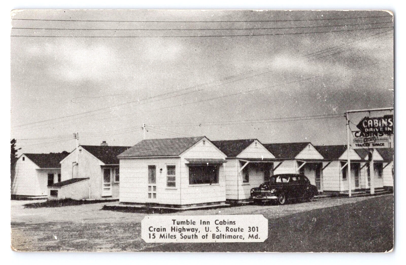 Tumble Inn Cabins Crain Highway US Route 301 Baltimore Maryland Old Car ...