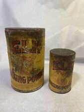 Unopened Elk Baking Powder Tins Rare Set of 2 Antique Albany Baking Powder Co. picture