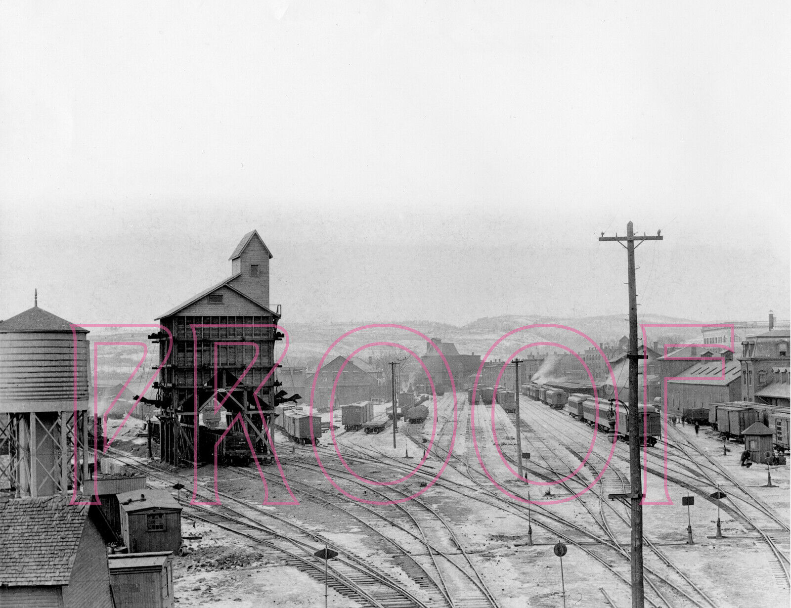 Rutland Railroad Yard View at Rutland, VT - 8x10 Photo