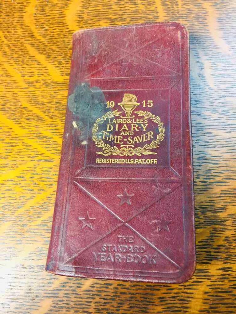 Small Leather Antique 1915 Diary Barnet Alvin Hoyt Farming South Dakota Iowa++