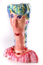 LAUREL IZARD/EDWIN SHELTON LARGE WHIMSICAL POTTERY VASE IN BEAUTIFUL CONDITION. picture
