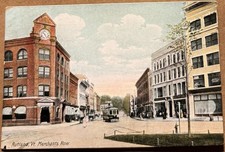 1909 Rutland VT, Merchants Row, Trolley, Rutland Postcard, Postcard picture