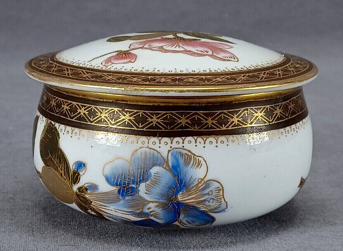 Royal Worcester W/380 Hand Painted Floral Brown & Gold Trinket Box Circa 1886
